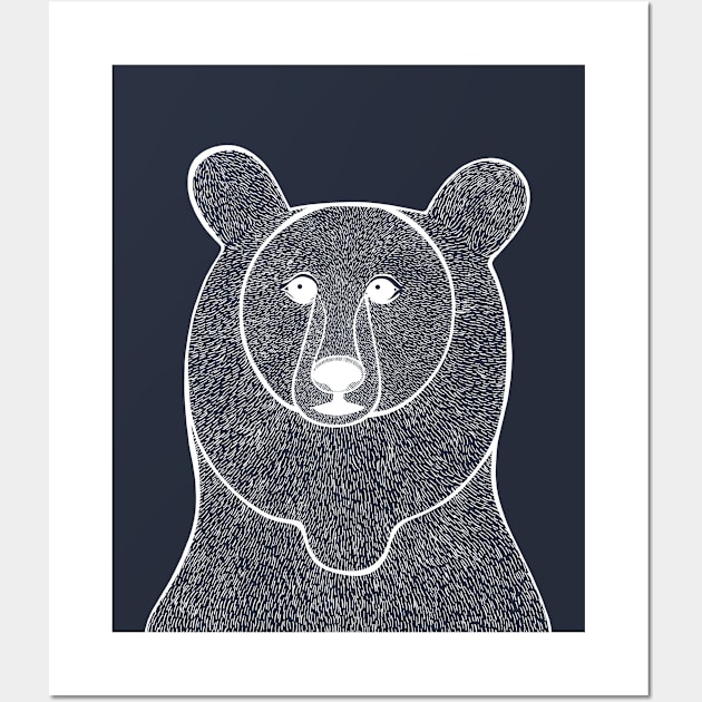 Grizzly Bear head drawing for animal lovers Wall Art by Green Paladin